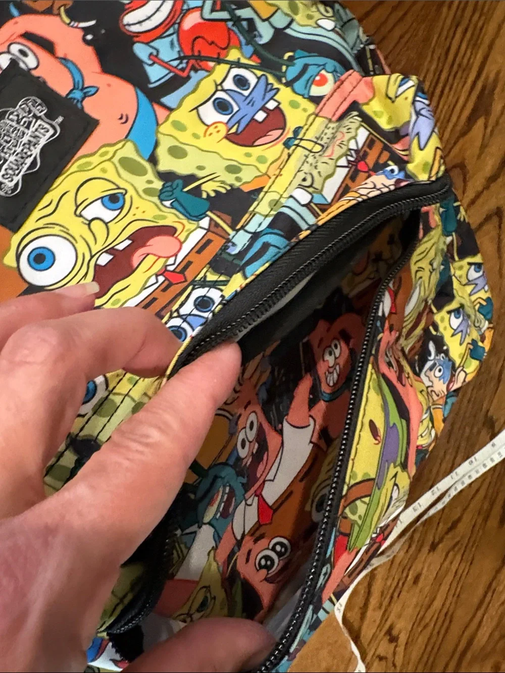 SpongeBob Faces Print Backpack - Colorful Cartoon Design